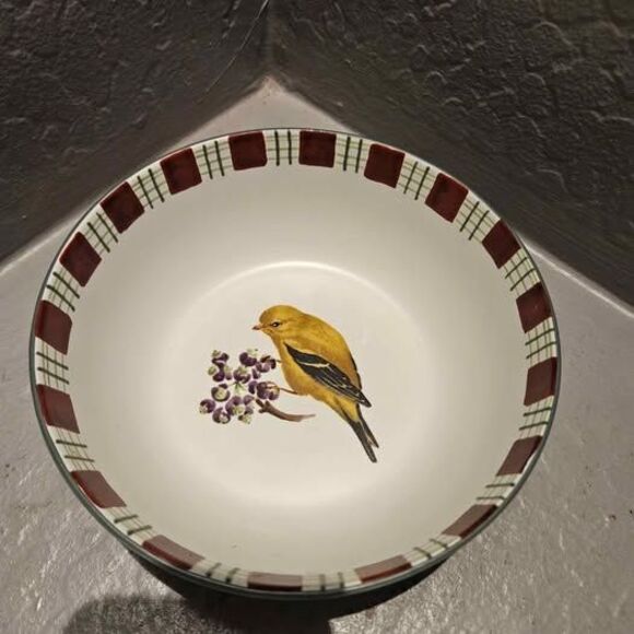 Lennox Ceramic Bowl Winter Greetings Goldfinch Every Day Bowl 7" - Picture 1 of 6